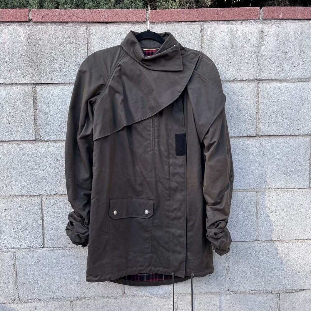 Saint Laurent Women’s Waxed Cotton Military Parka Jacket Army Green Sz 36